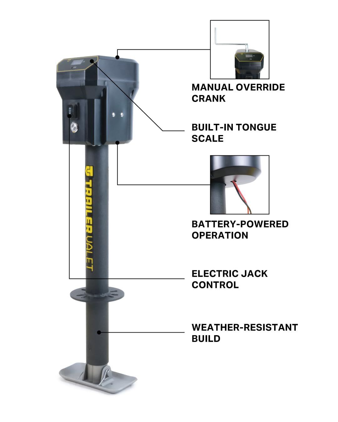Electric Trailer Jack with Tongue Weight Scale, 3,500 LB Lift Capacity W35577
