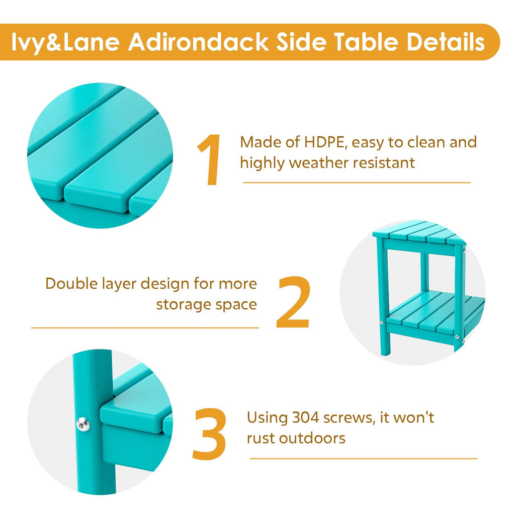 Aqua HDPE Plastic 2-Shelf Outdoor Side Table A26494