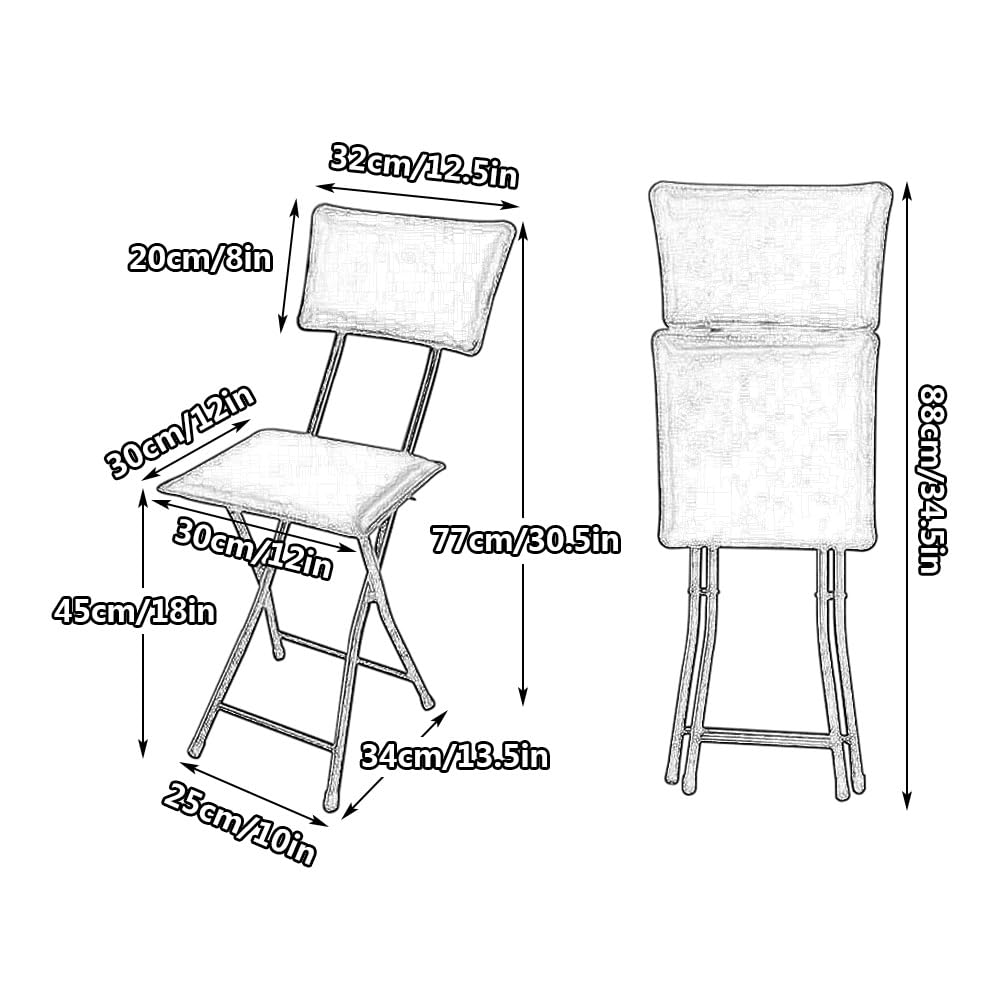 Square Foldable Counter Height Stool with Backrest P7244