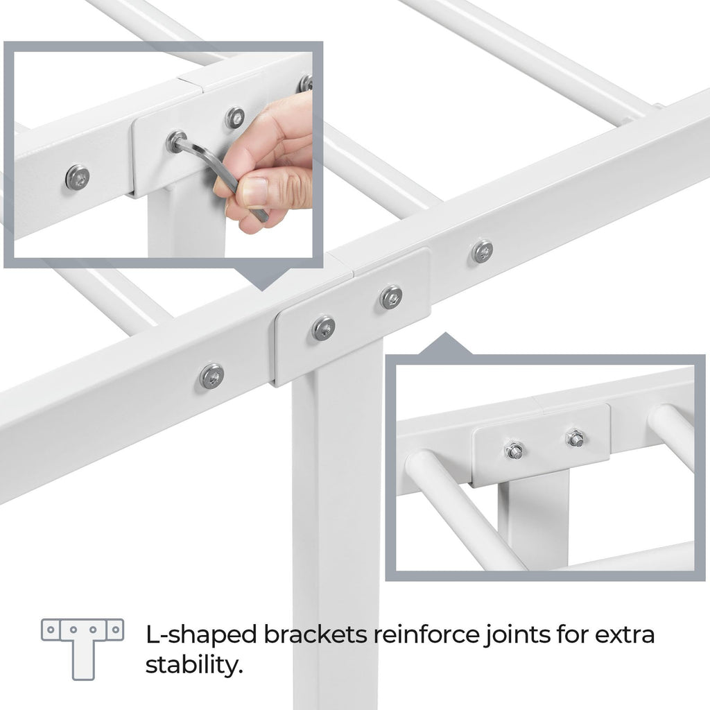 Twin Size White Metal Bed Frame with Headboard U758539