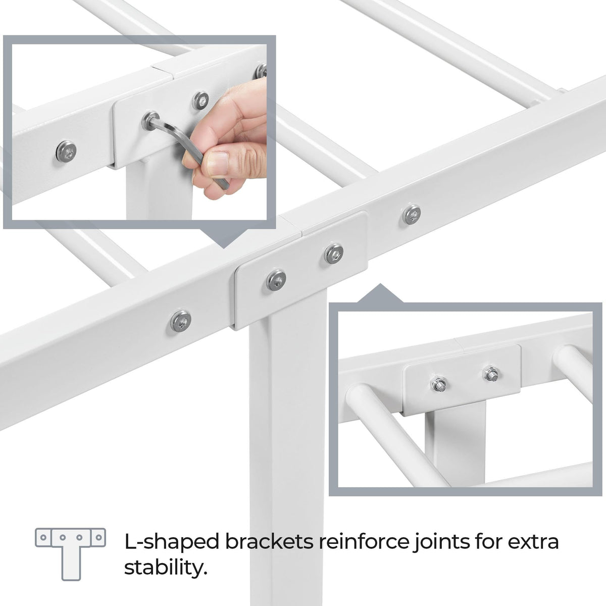 Twin Size White Metal Bed Frame with Headboard U758539