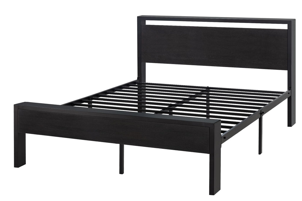 Full Size Bed Frame with Wooden Headboard and Footboard Q6382