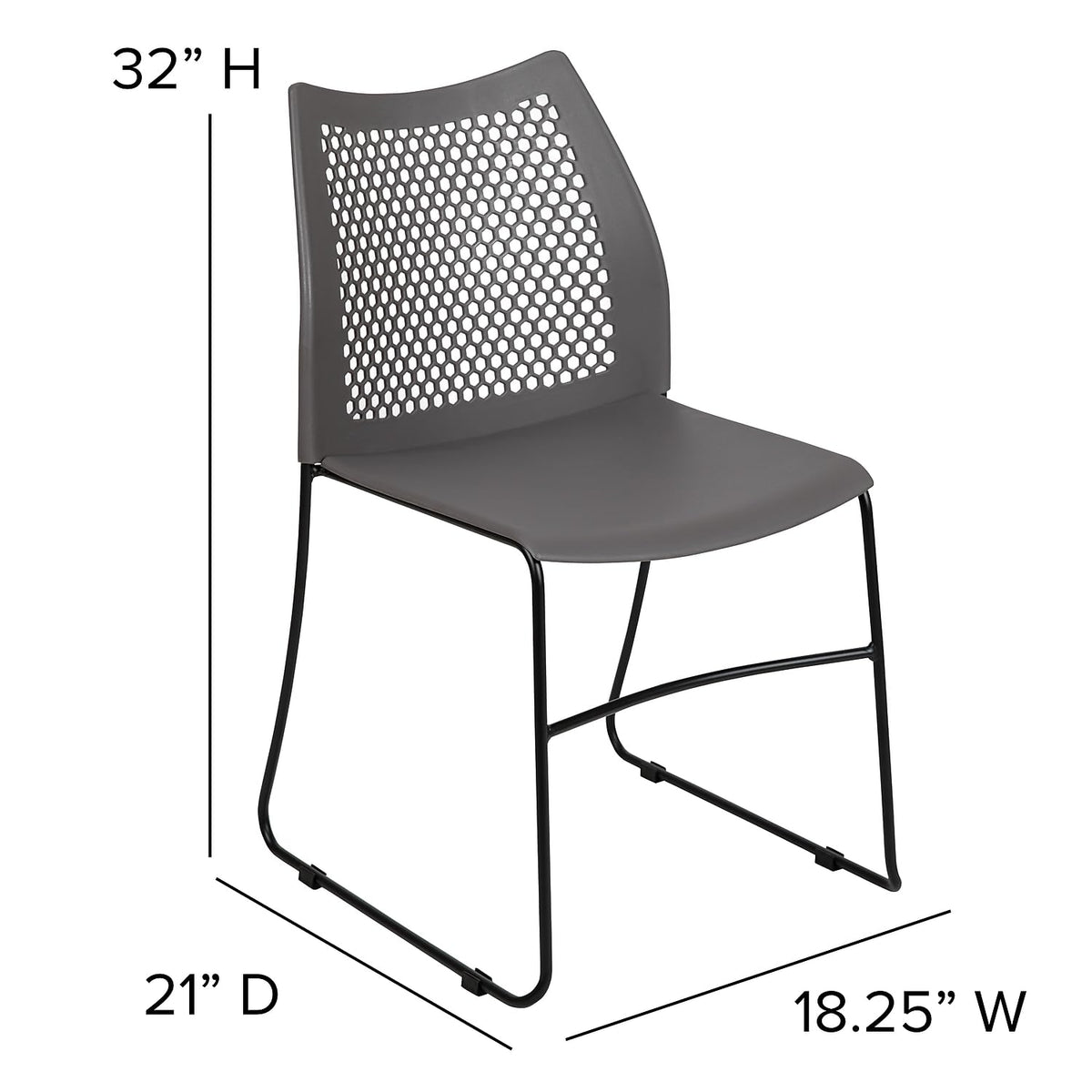 Gray Stack Chair with Air-Vent Back X68117