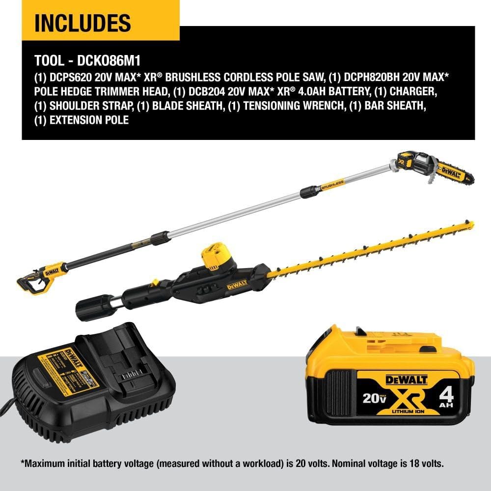 Cordless Pole Saw and Pole Hedge Trimmer Combo Kit K23515