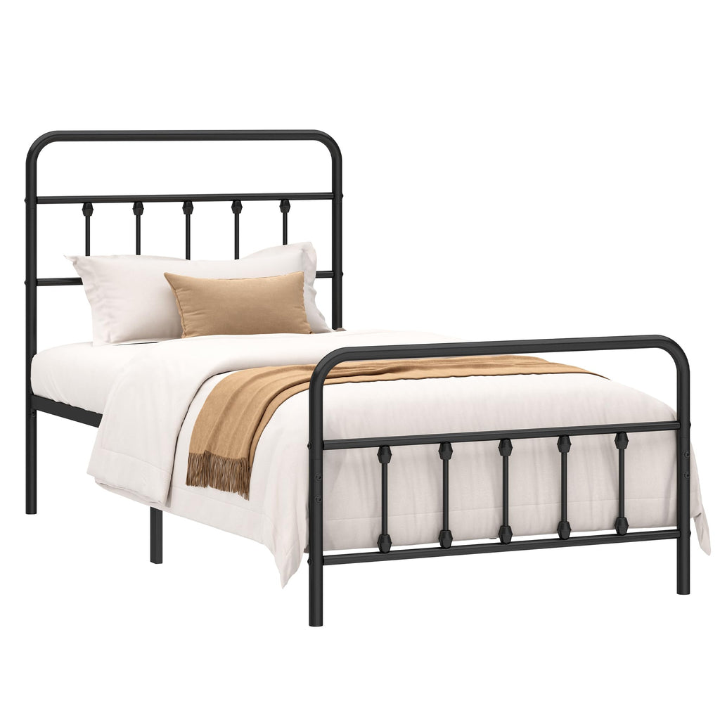 Twin Size Metal Bed Frame with Headboard and Footboard R362226