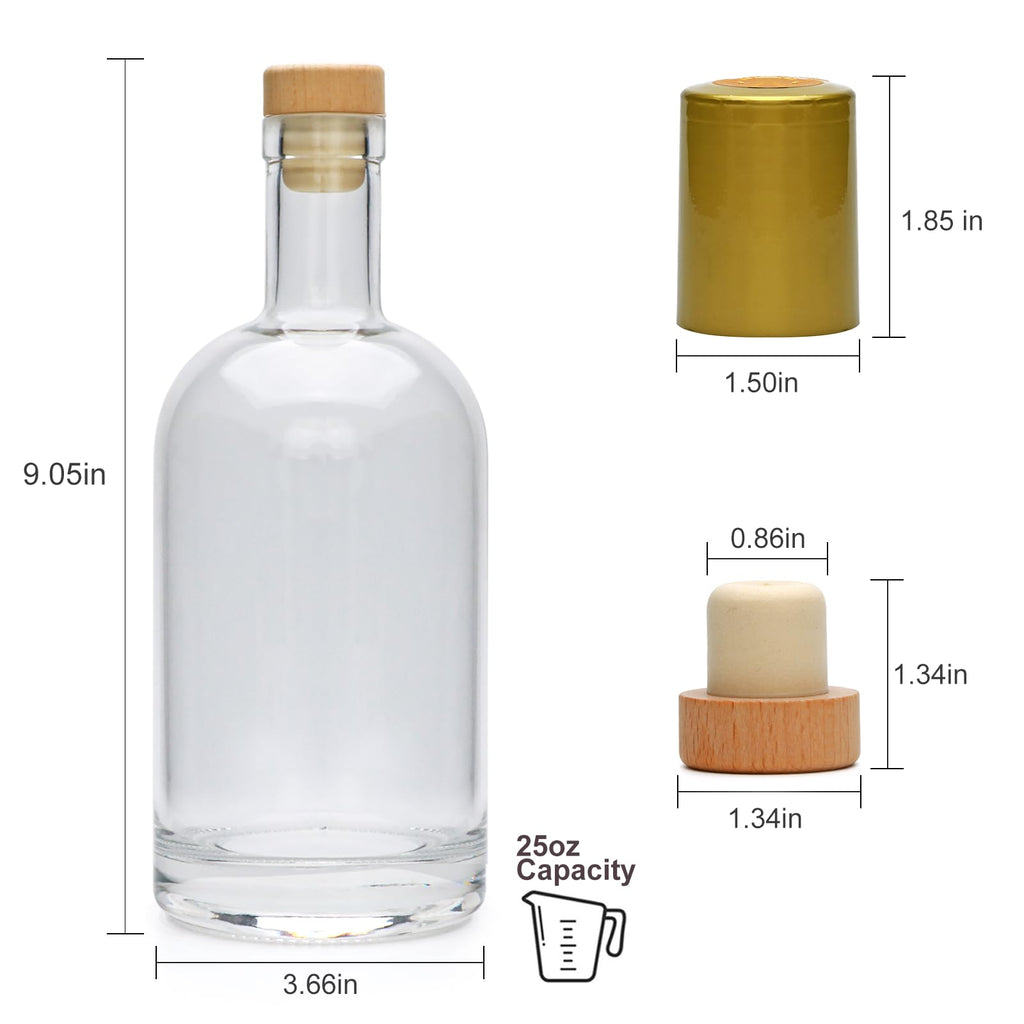 Clear Glass Bottles with T-Top Cork U5793