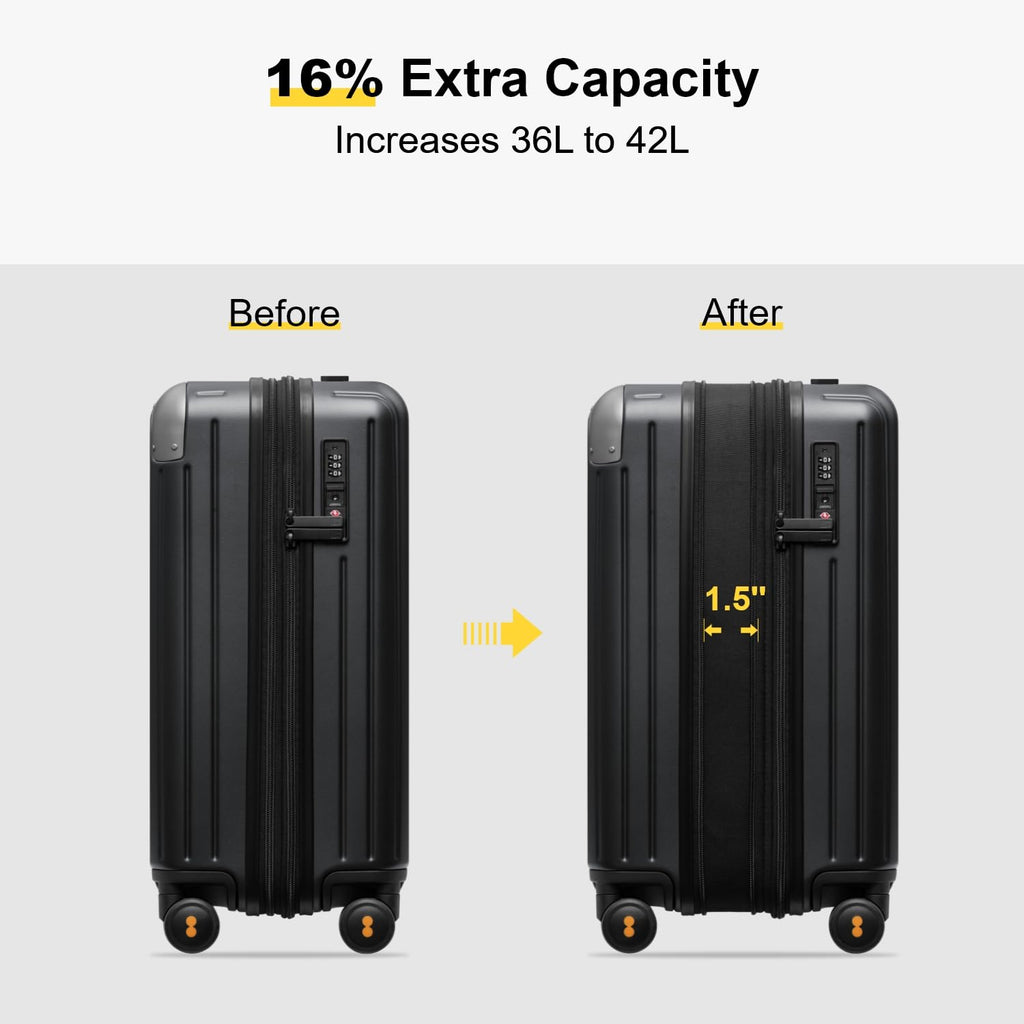 Expandable Hardside Carry on Luggage Black E46812