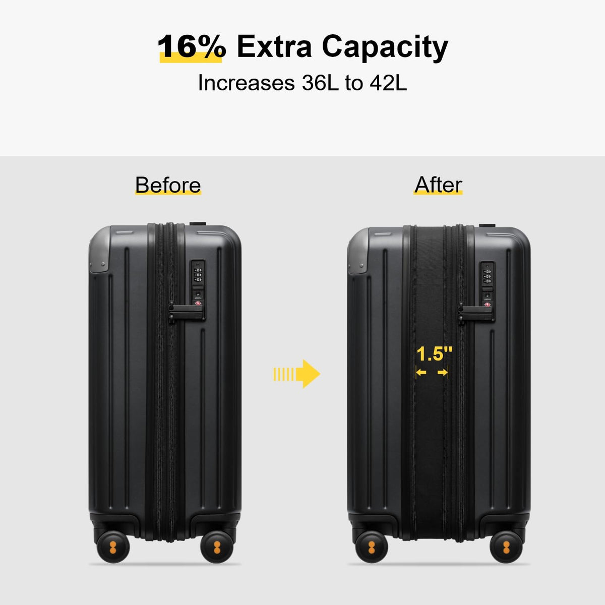 Expandable Hardside Carry on Luggage Black E46812