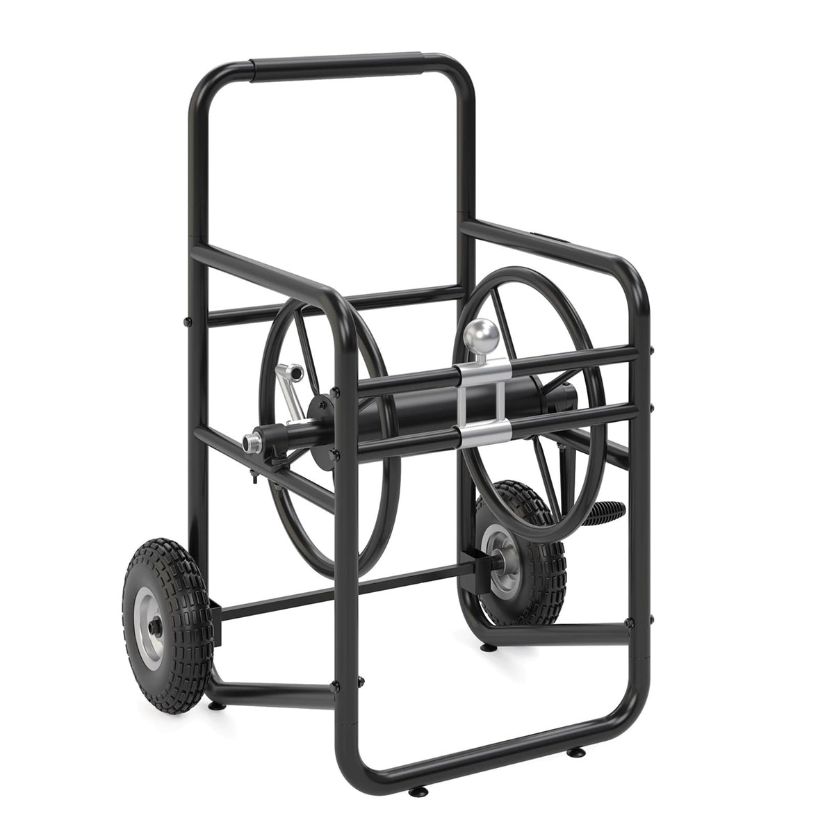 200' Steel Garden Hose Reel Cart with Flat-Free Rubber Tires Q745207