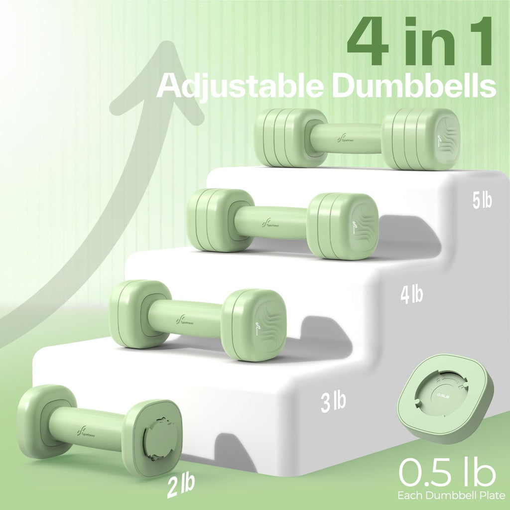 Adjustable Dumbbell Set of 2, 4 in 1 Free Weights with Soft Rubber Handle T13519