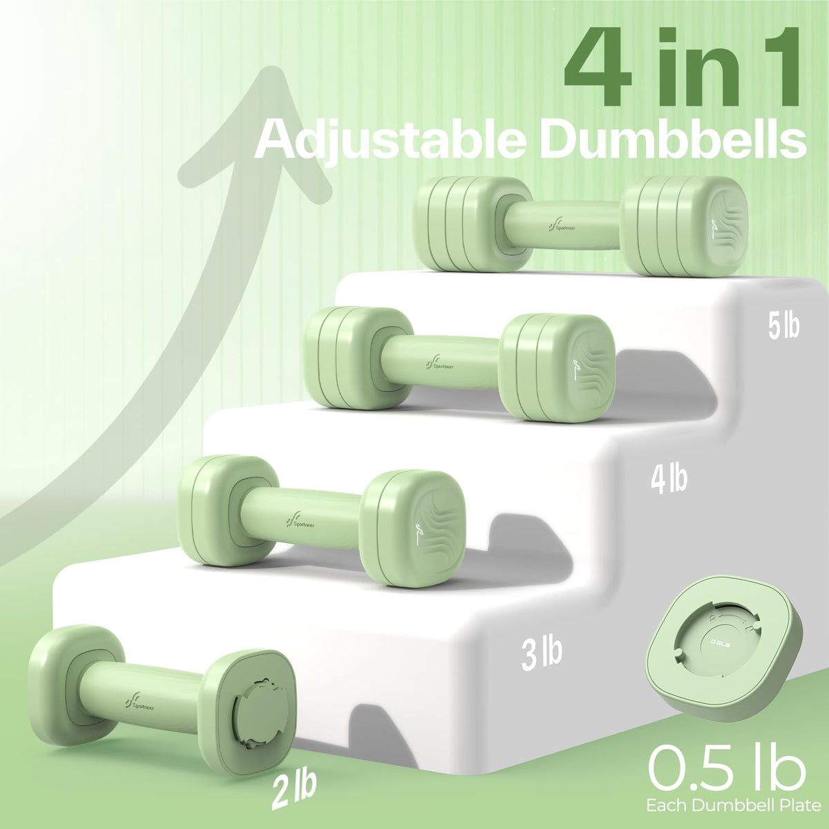 Adjustable Dumbbell Set of 2, 4 in 1 Free Weights with Soft Rubber Handle T13519