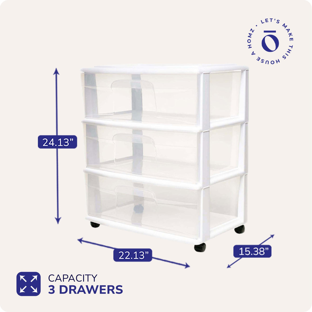 3-Tier Storage Cart with Removable Wheels Z170