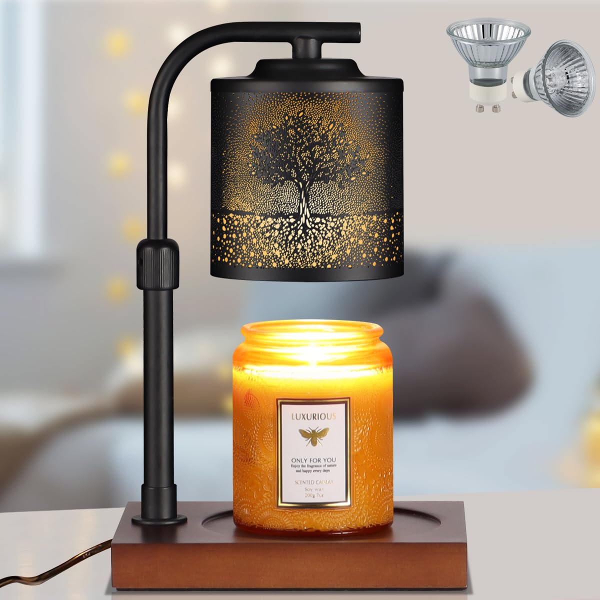 Electric Candle Warmer Lamp Adjustable Height Dimmable R37254