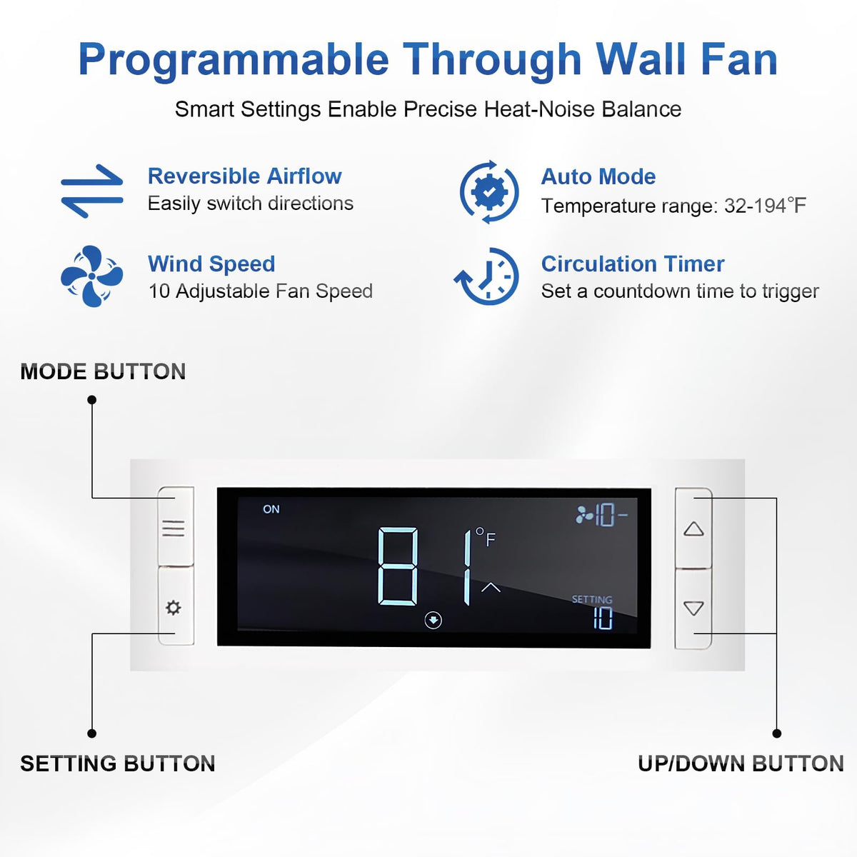 8" Reversible Through Wall Fan with Remote S74687
