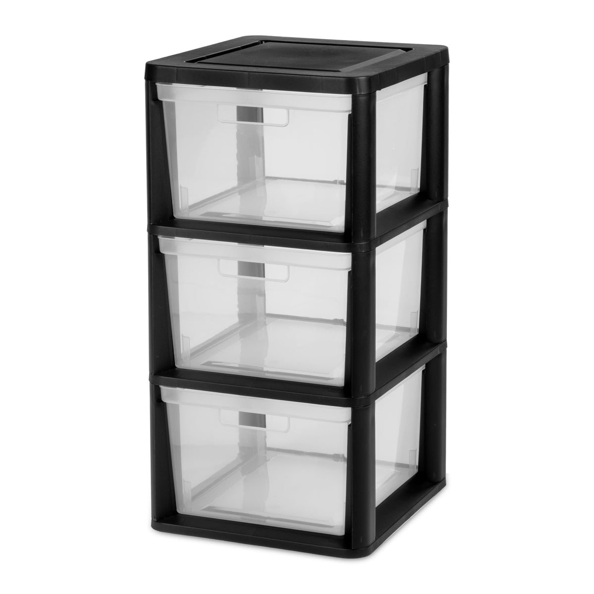 Black 3-Tier Plastic Storage Drawer Tower H37649