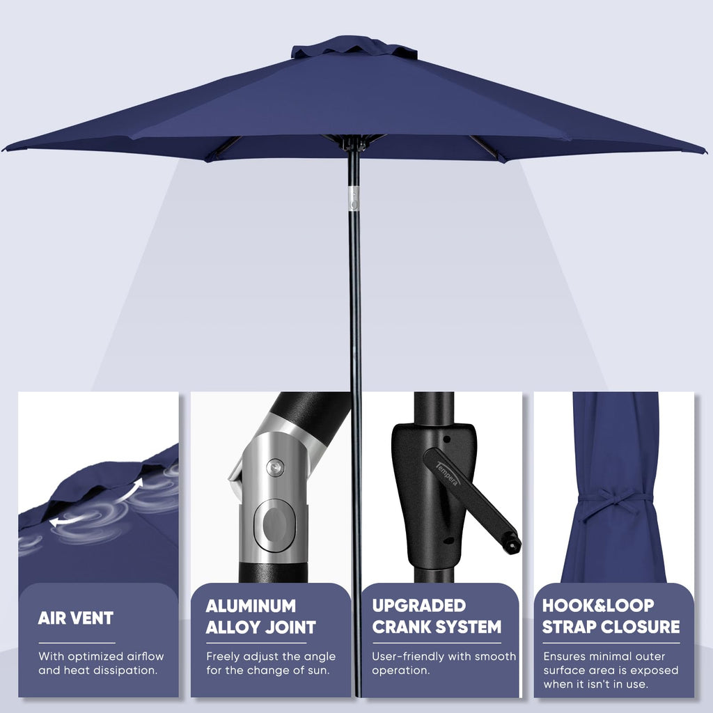 Patio Market Outdoor Table Umbrella with Push Button Tilt and Crank Z379585