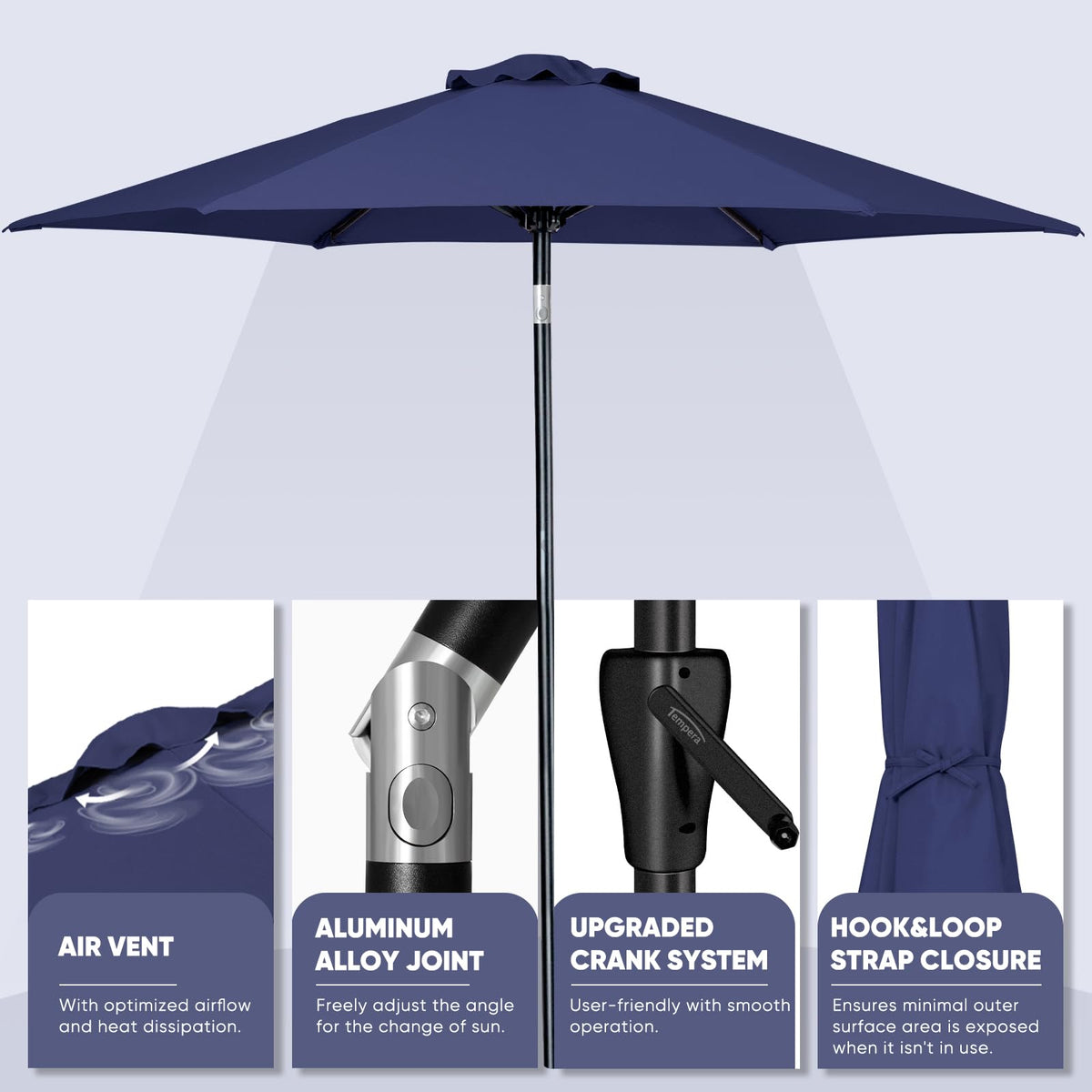 Patio Market Outdoor Table Umbrella with Push Button Tilt and Crank Z379585