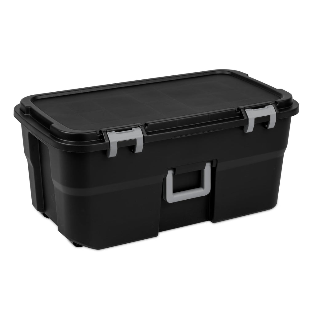 22 Gallon Wheeled Lockable Plastic Storage Footlocker W633187