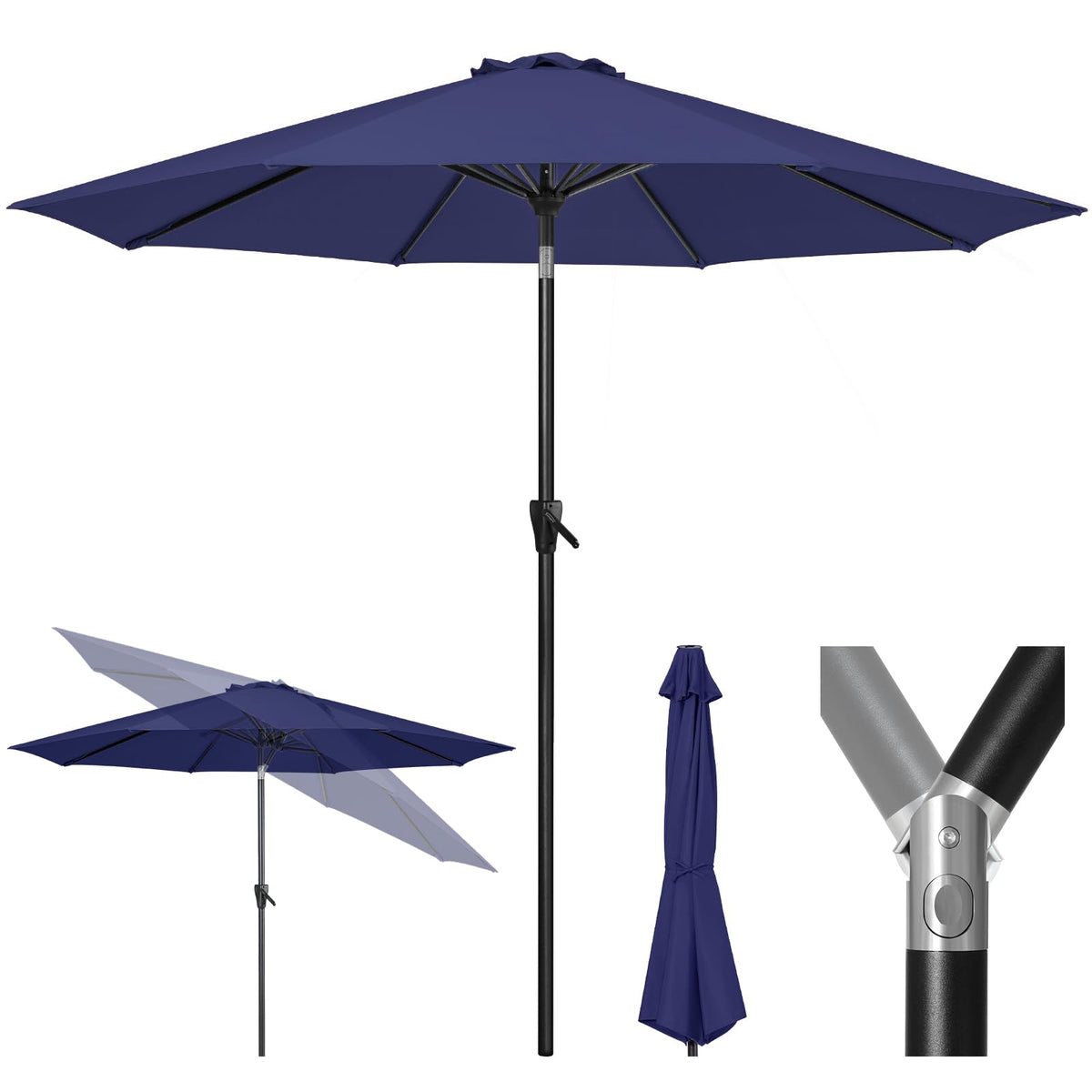 Patio Market Outdoor Table Umbrella with Push Button Tilt and Crank Z379585