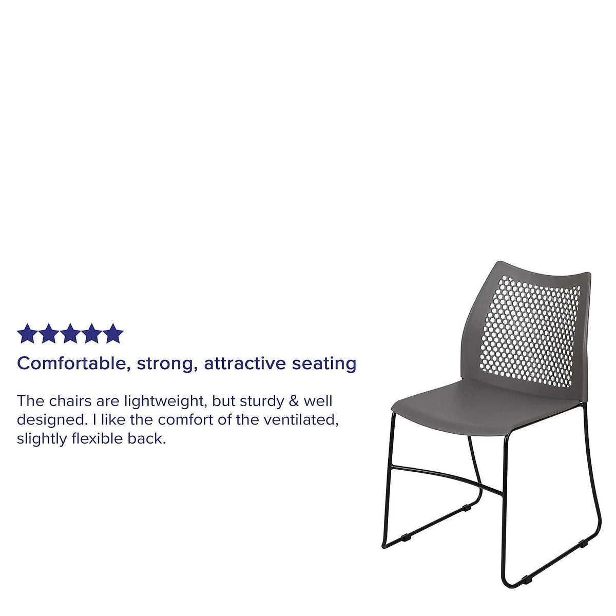 Gray Stack Chair with Air-Vent Back X68117