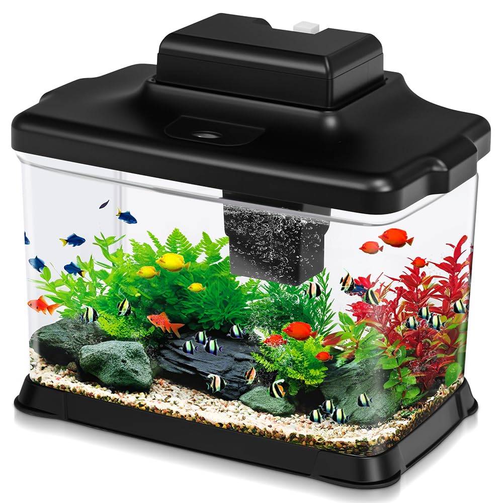 1.6 Gallon Ultra-Clear Aquarium Starter Kit with LED Lighting and Filter V8926