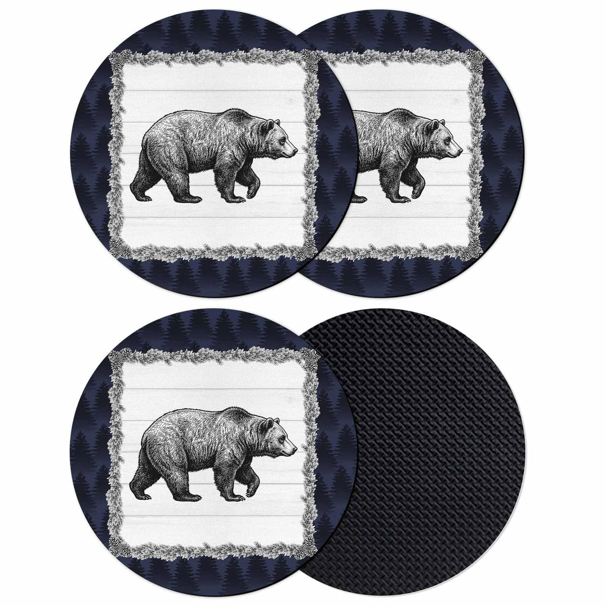 Black White Bear Coasters Set of 4 C696