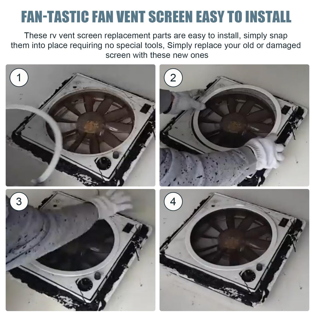 White 2PCS RV Vent Screen Roof Fan Frame Parts N4475