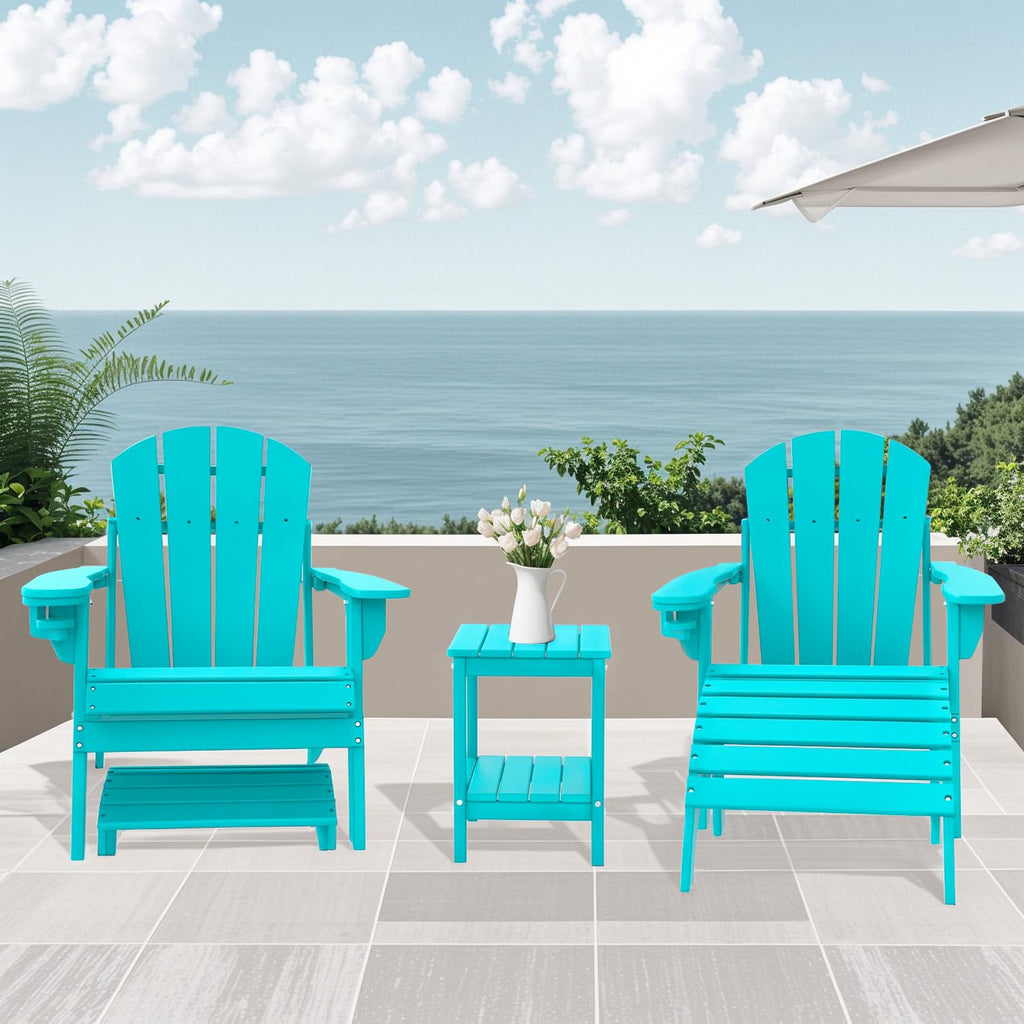 Aqua HDPE Plastic 2-Shelf Outdoor Side Table A26494