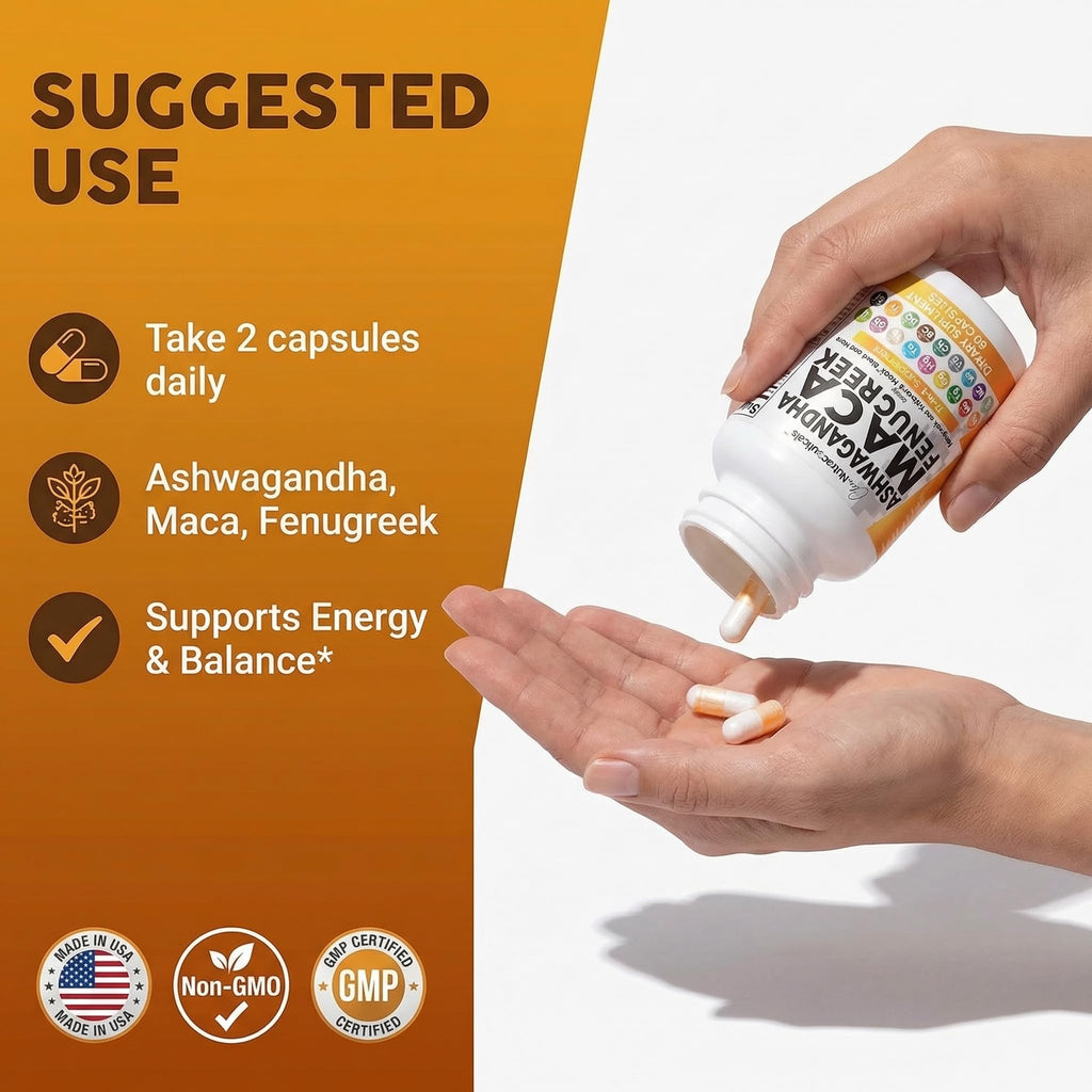 Ashwagandha Maca Root Fenugreek Tongkat Ali Ginseng Capsules X5862