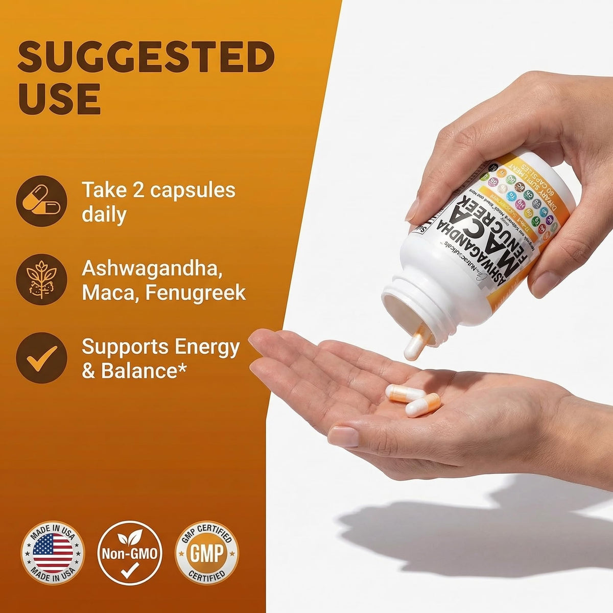 Ashwagandha Maca Root Fenugreek Tongkat Ali Ginseng Capsules X5862