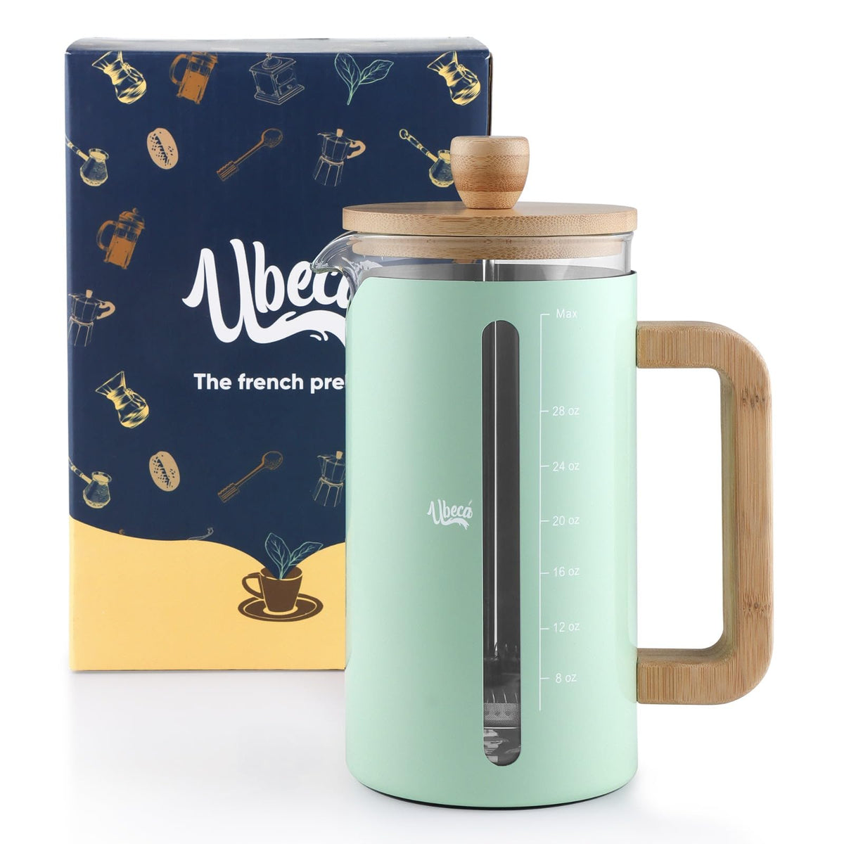 34 oz Mint Green Borosilicate Glass French Press C7254