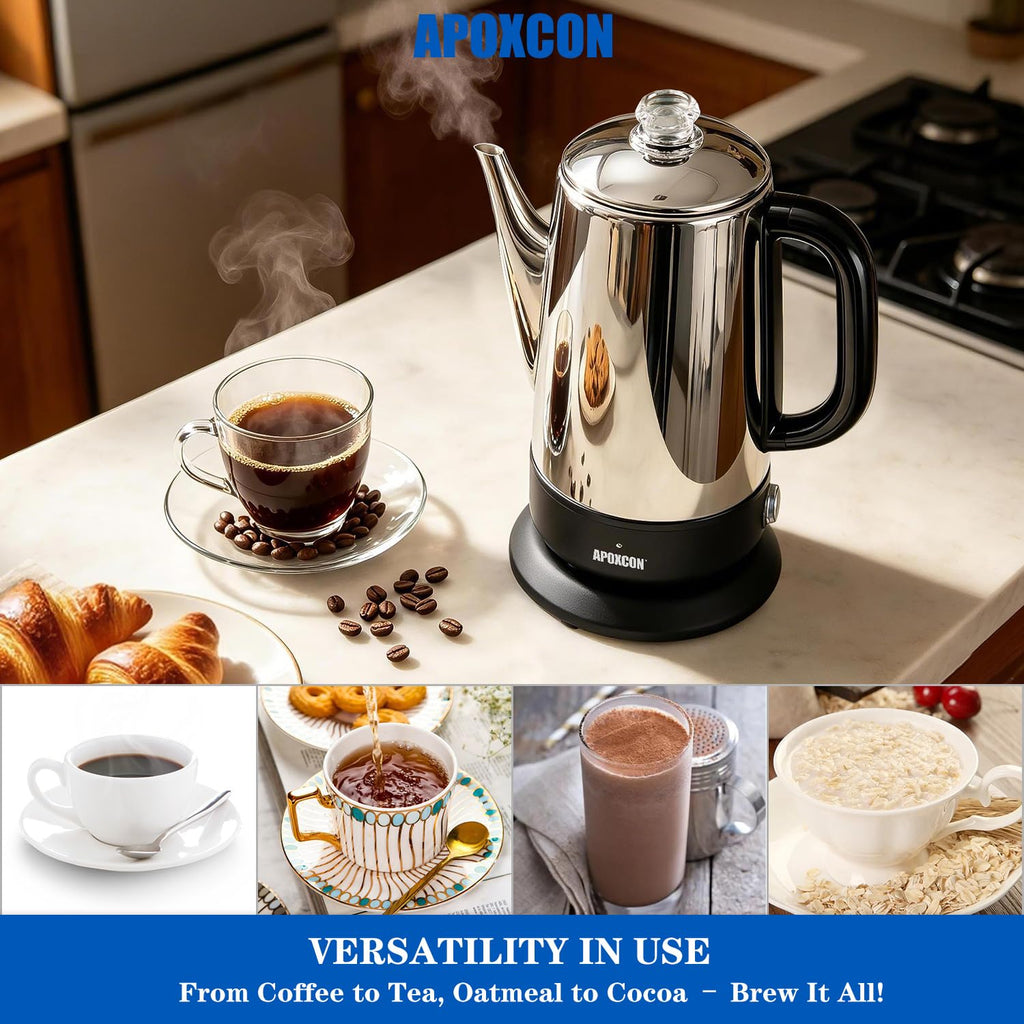 Electric Stainless Steel Coffee Percolator 1200ml 8 Cup S85532