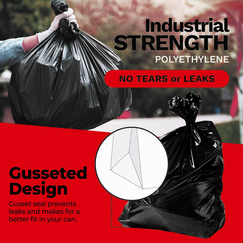 42 Gallon Heavy Duty Black 3 Mil Trash Bags, 50 Count F6071