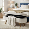 43.5" Beige Linen Storage Ottoman Bench S115