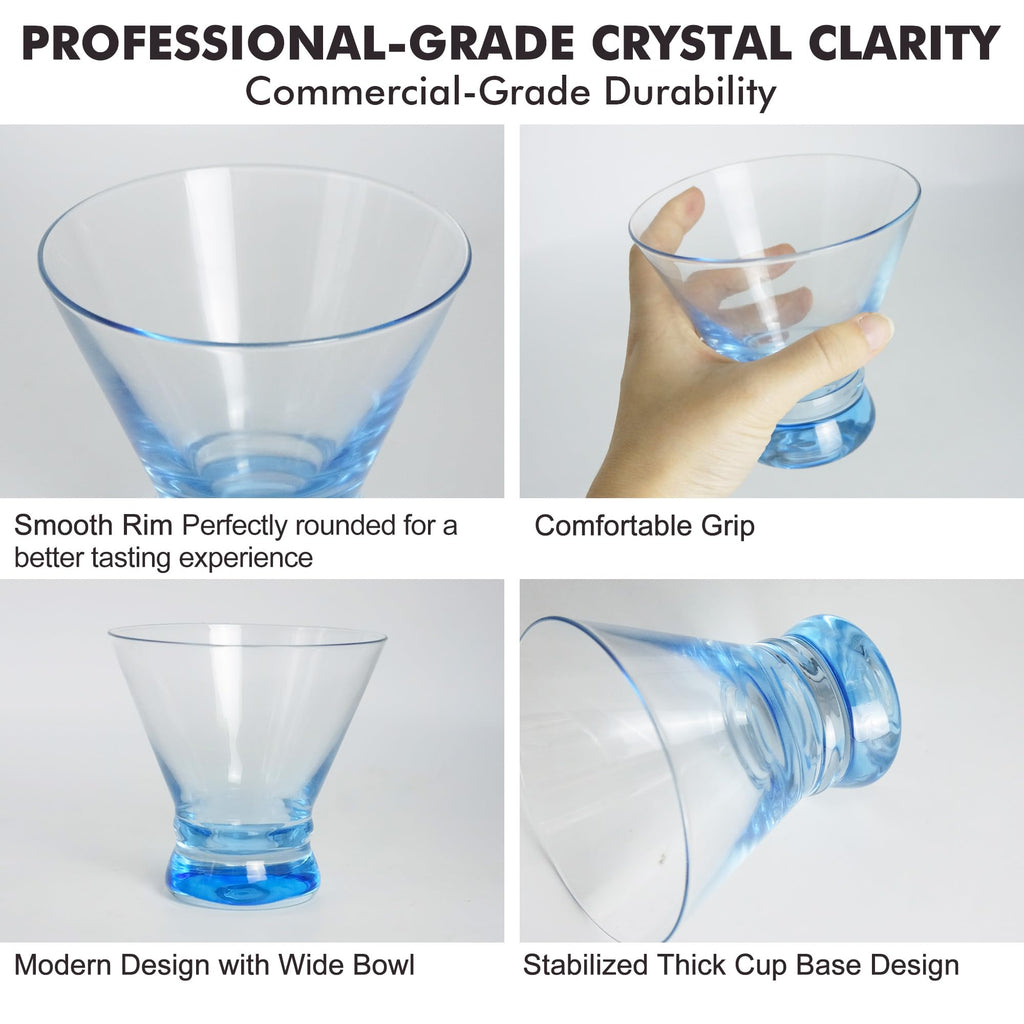 Multi Colored Stemless Martini Glasses Set of 6 K613