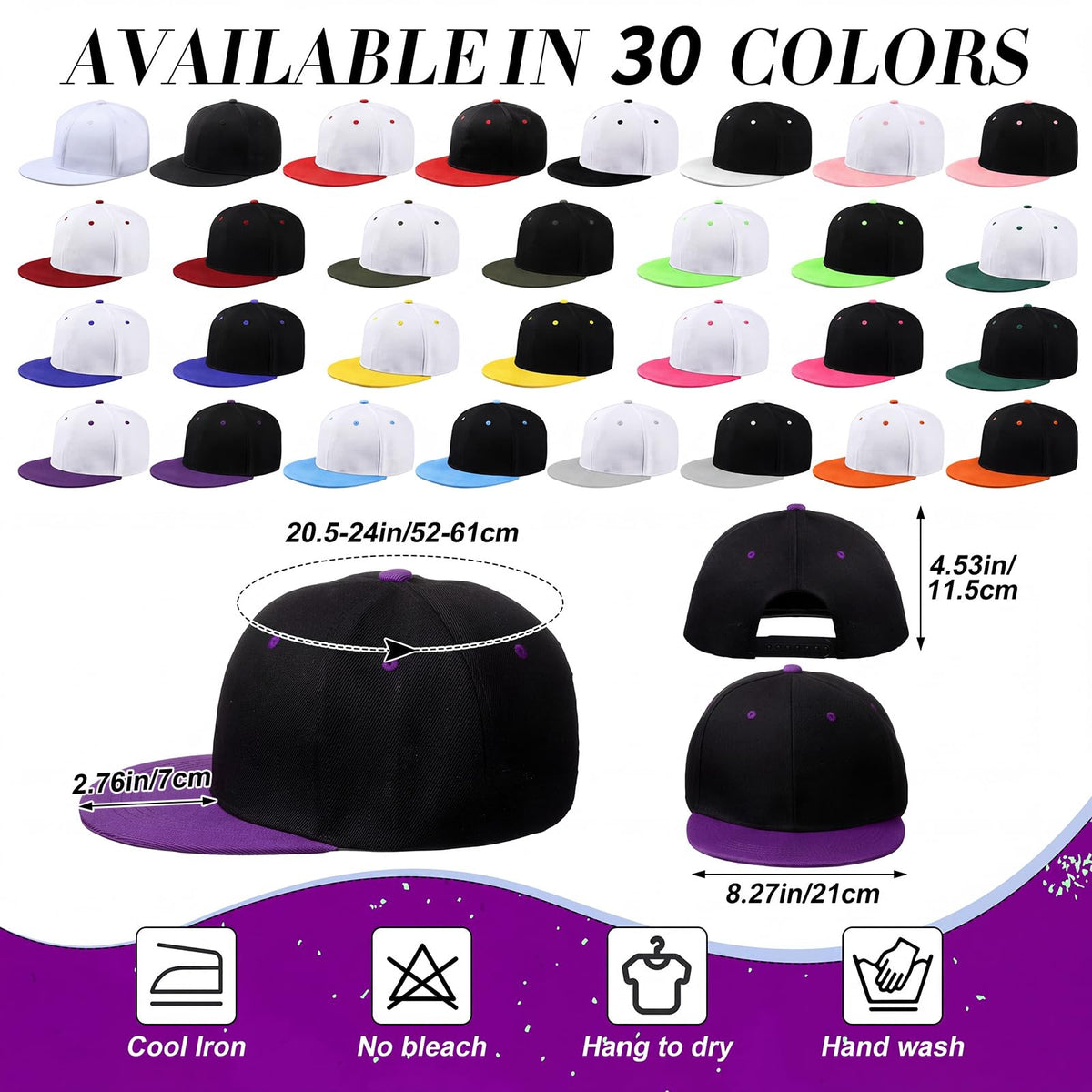 30 Pcs Flat Cap Baseball Caps U79233