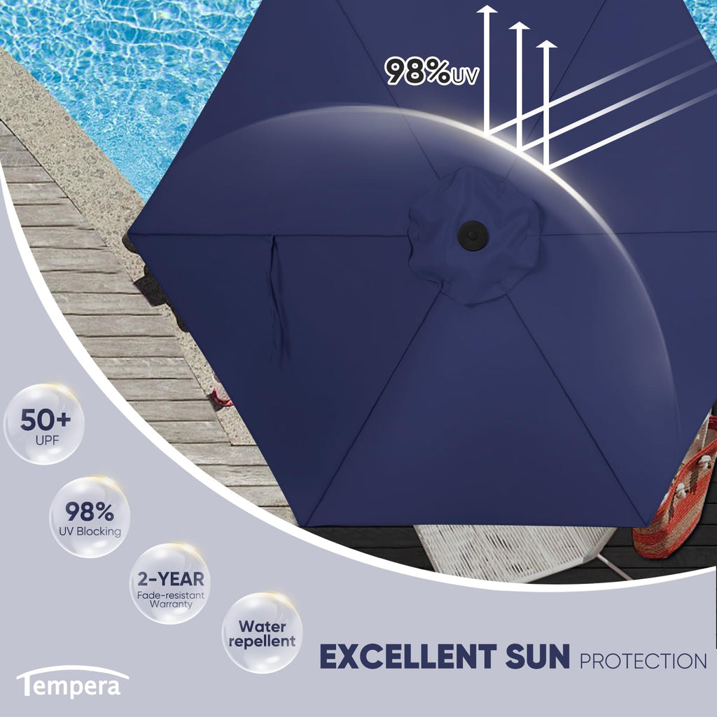 Patio Market Outdoor Table Umbrella with Push Button Tilt and Crank Z379585