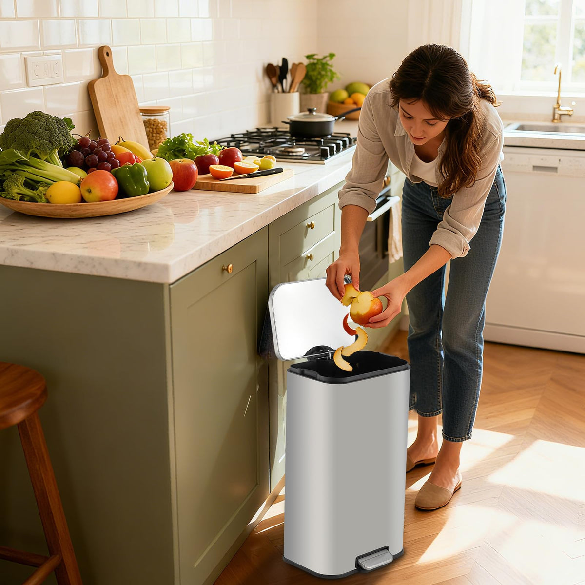 13.2 gal Stainless Steel Step Trash Can M441515