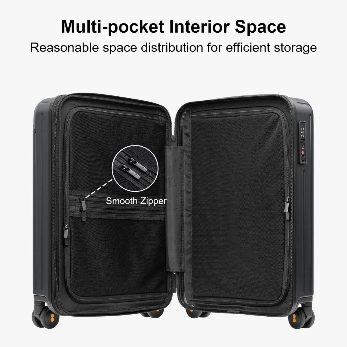 Expandable Hardside Carry on Luggage Black E46812