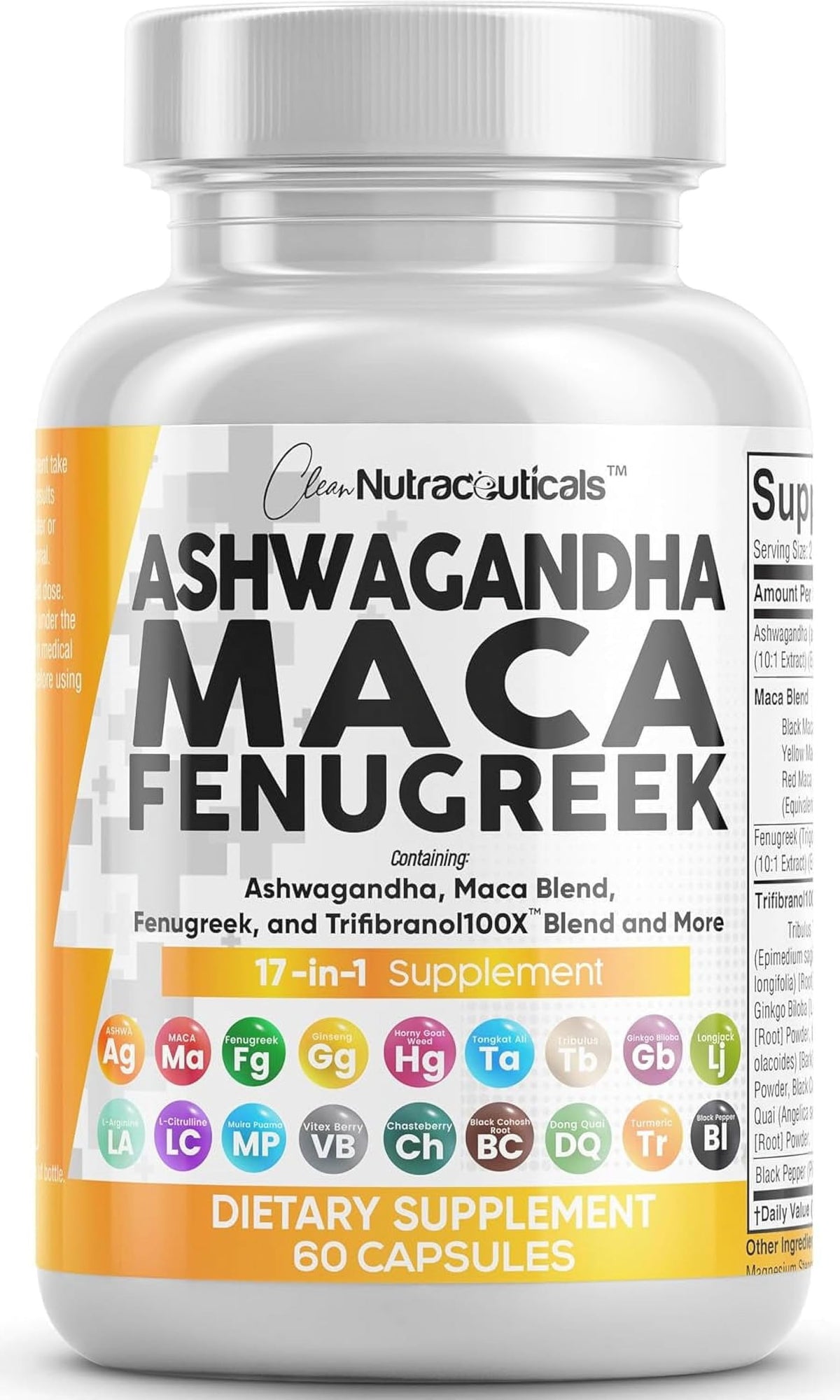 Ashwagandha Maca Root Fenugreek Tongkat Ali Ginseng Capsules X5862
