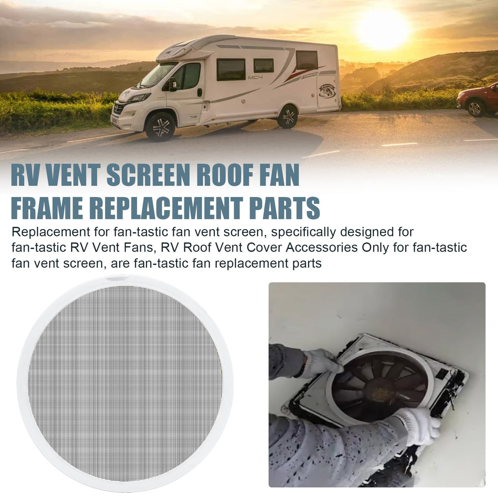 White 2PCS RV Vent Screen Roof Fan Frame Parts N4475