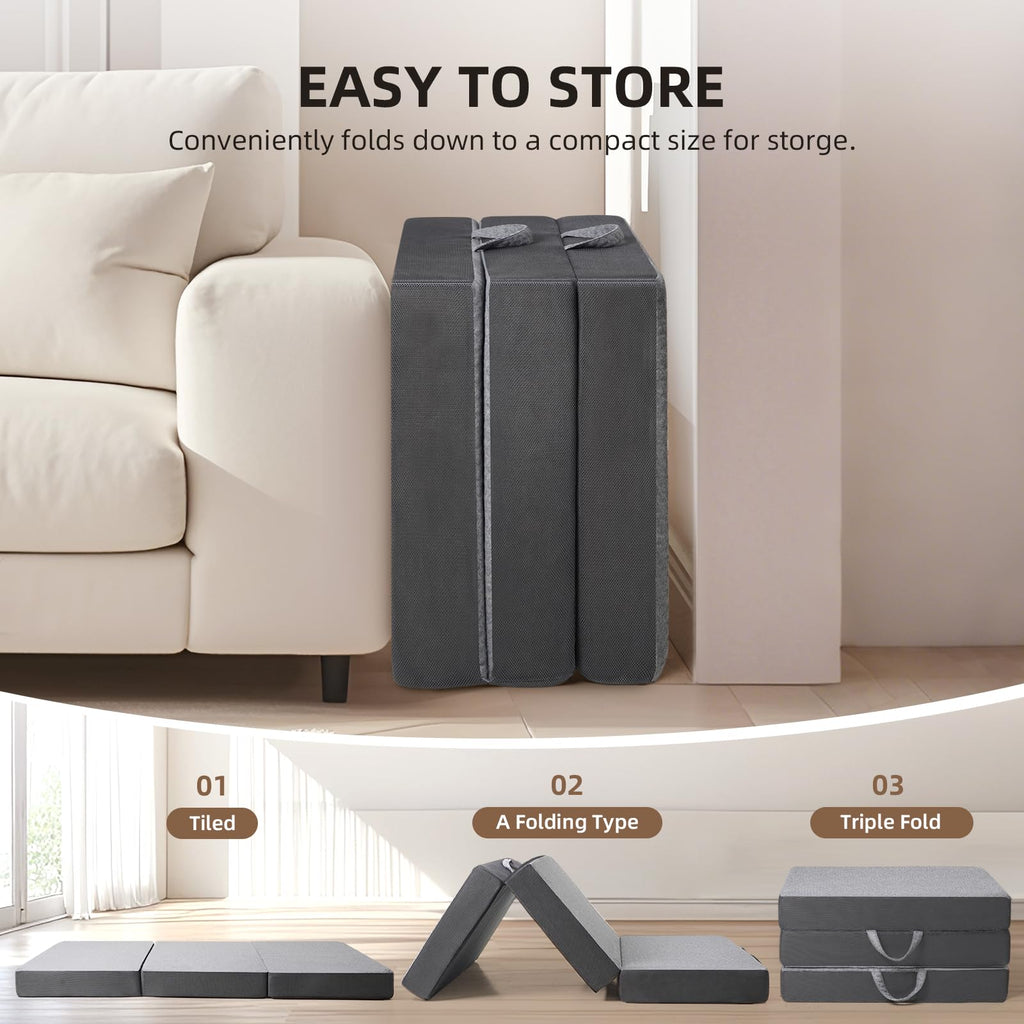 Tri Folding Memory Foam Mattress with Washable Cover G682339