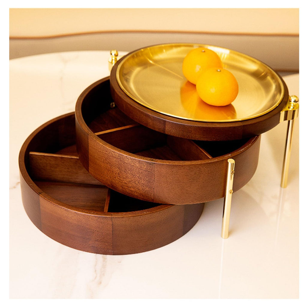3 Layers Solid Wood Fruit Bowl D829342