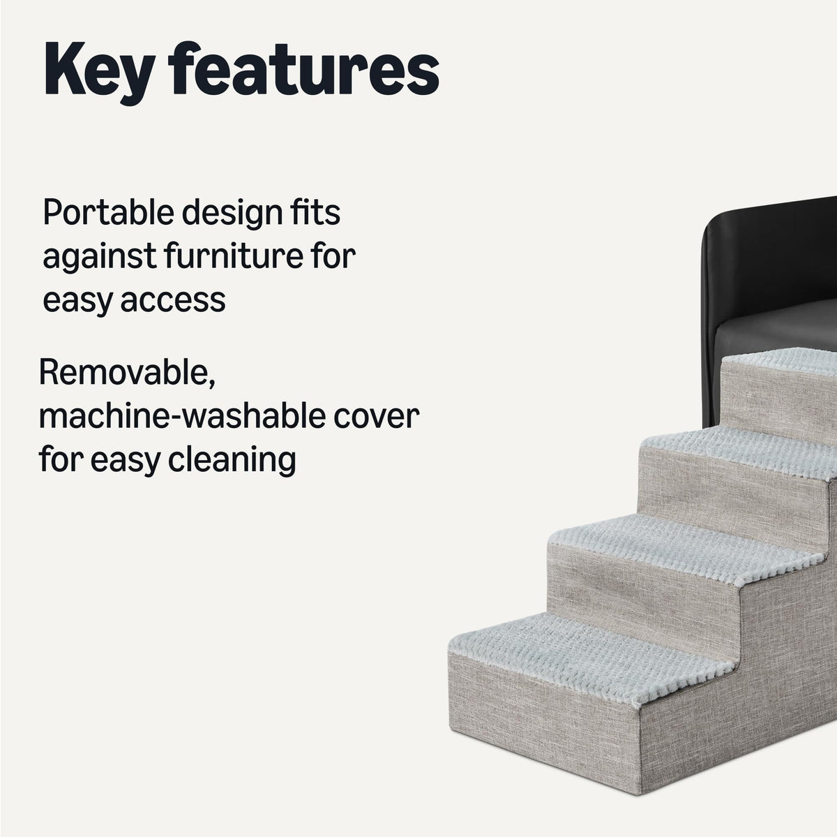 4-Step Non-Slip Grey Dog Steps L1012