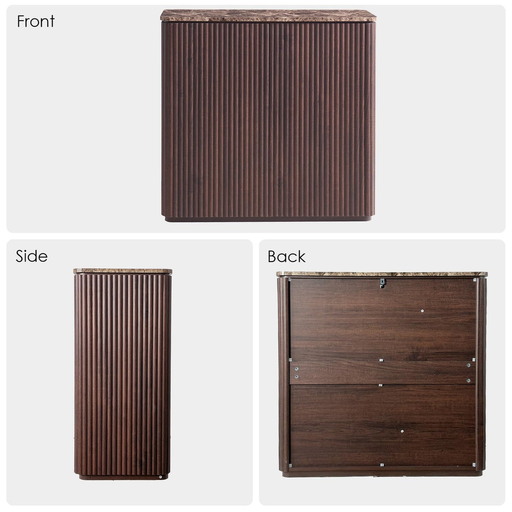 34" Dark Oak Fluted Sideboard Cabinet J728