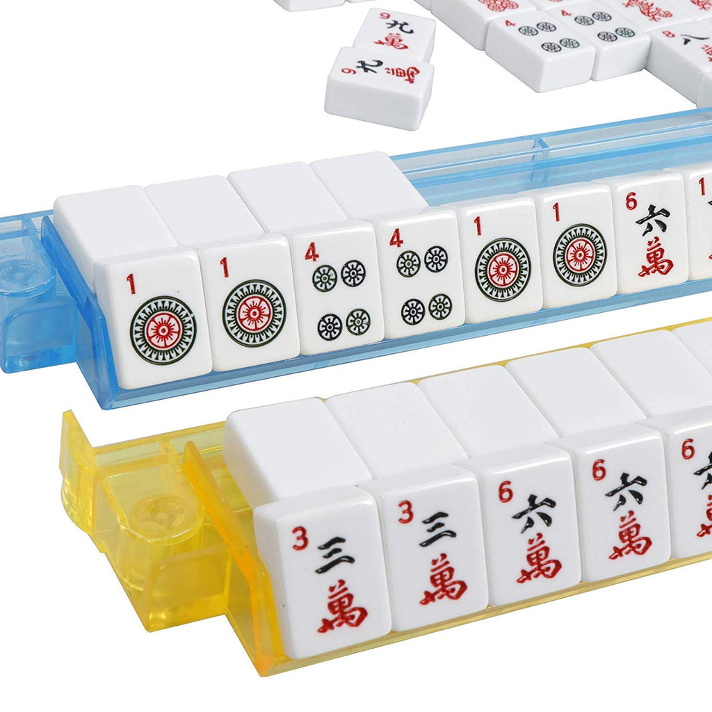 Black Soft Bag 166 White Engraved Tiles Mahjong Set A3981