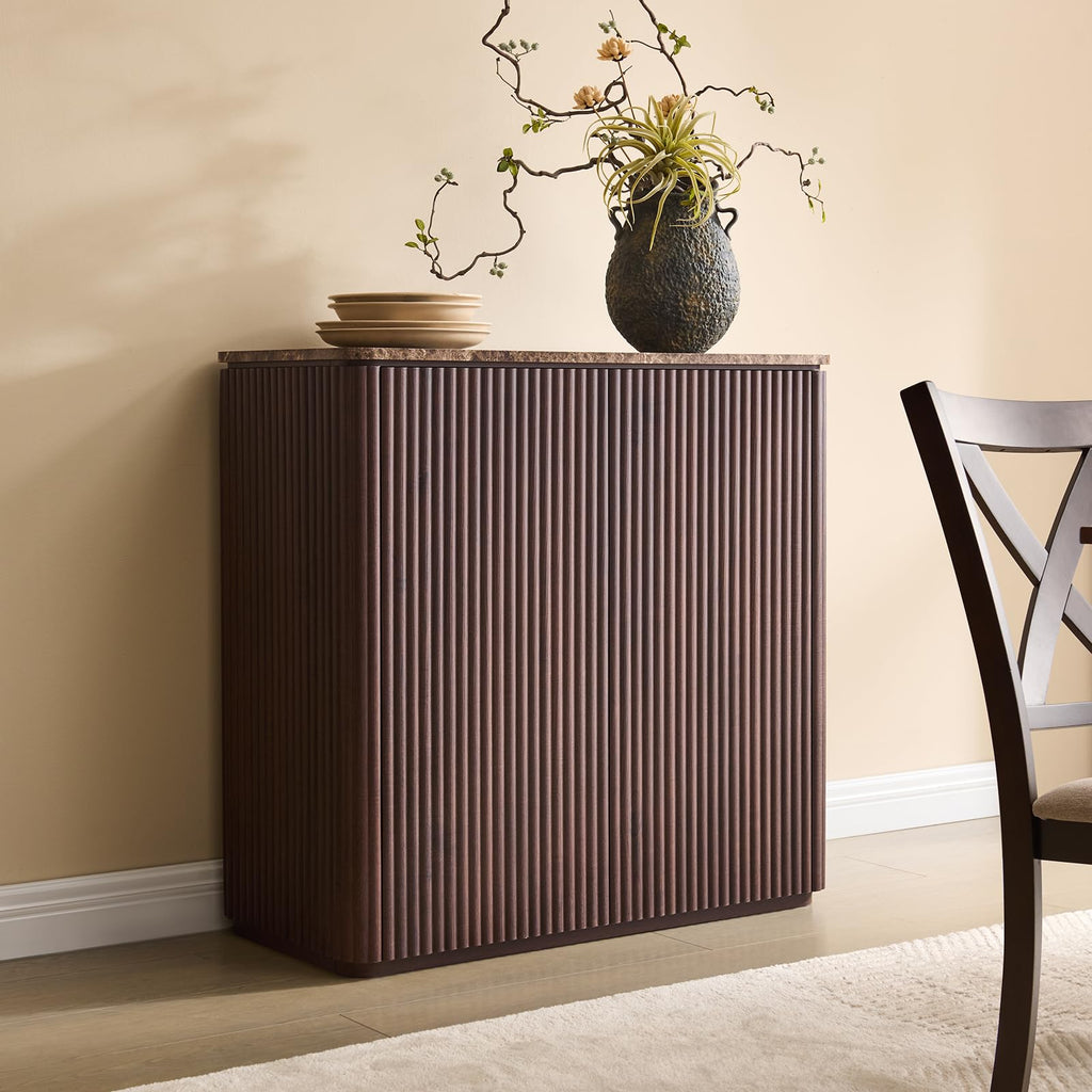 34" Dark Oak Fluted Sideboard Cabinet J728