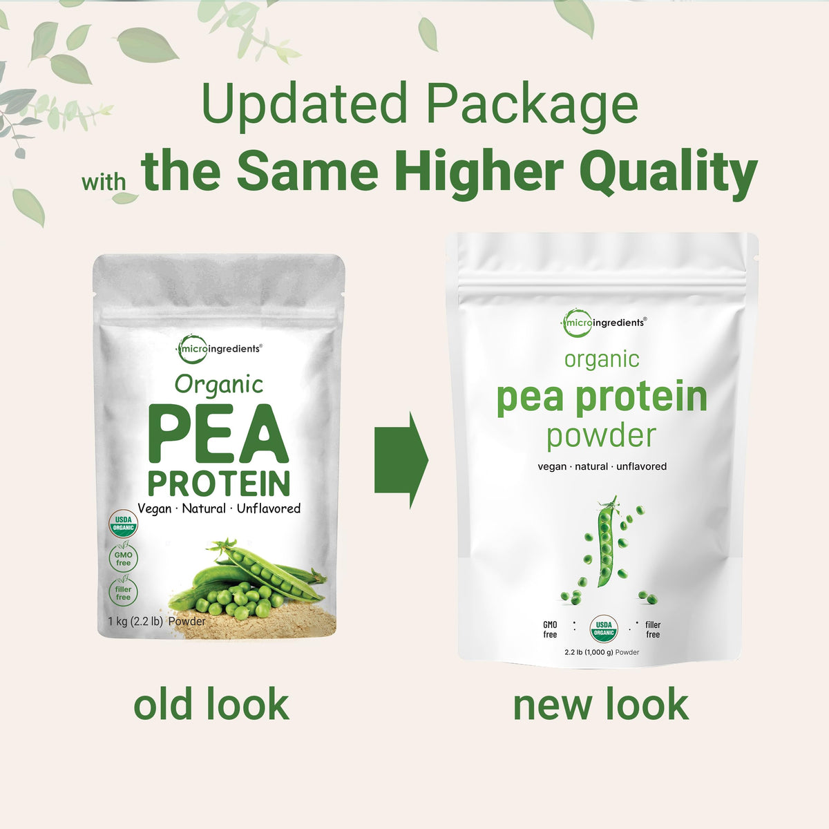 Organic Pea Protein Powder, 1KG (2.2 Pounds), Plant-Based Vegan C107688