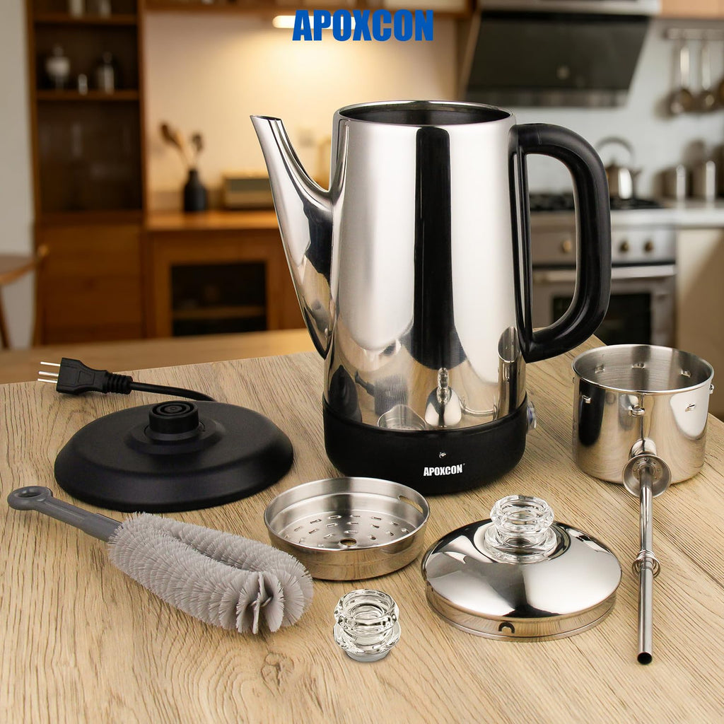 Electric Stainless Steel Coffee Percolator 1200ml 8 Cup S85532