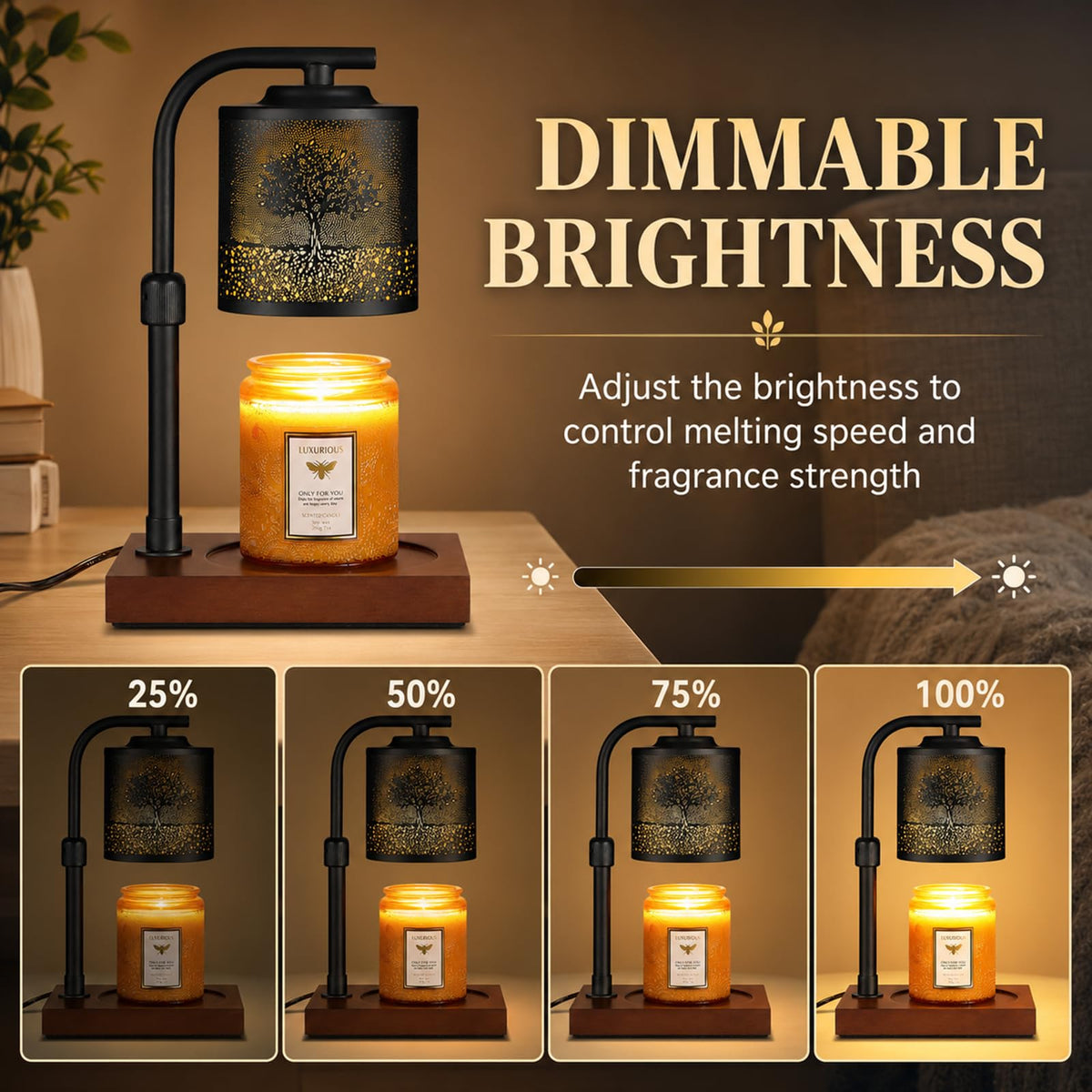 Electric Candle Warmer Lamp Adjustable Height Dimmable R37254